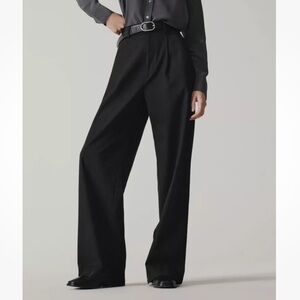 NEW NWT Everlane The Way High Drape Pant Black Womens Wide Leg Pleated size 4
